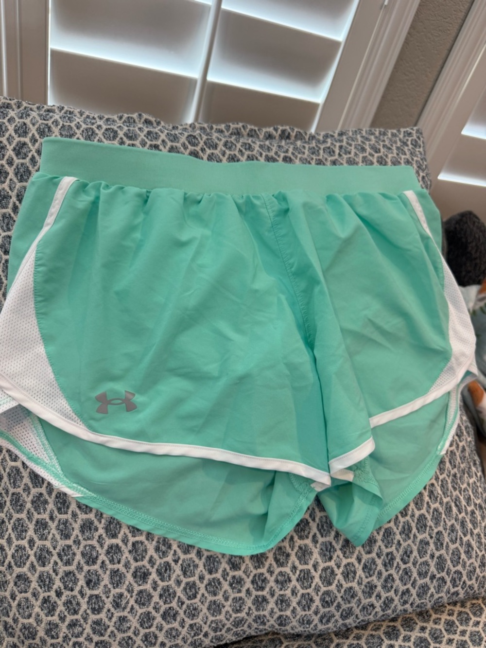 Under Armour Women's Mint Aqua Athletic Shorts with White Trim